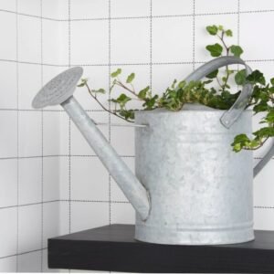 old zinc watering can – vintage farmhouse garden can – 8.75 liter