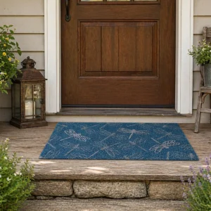 blue dragonfly coir doormat front door