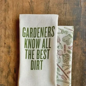 gardeners know best dirt kitchen towel close up