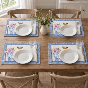 canton floral placemats farmhouse table setting