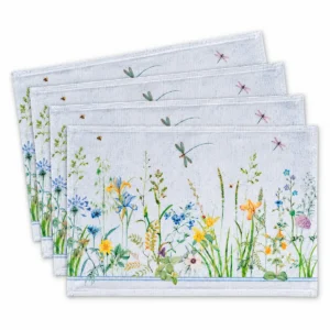 Set of four Fleurs de Mai cotton wildflower placemats
