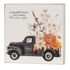 thankful heart blessed acres truck box sign