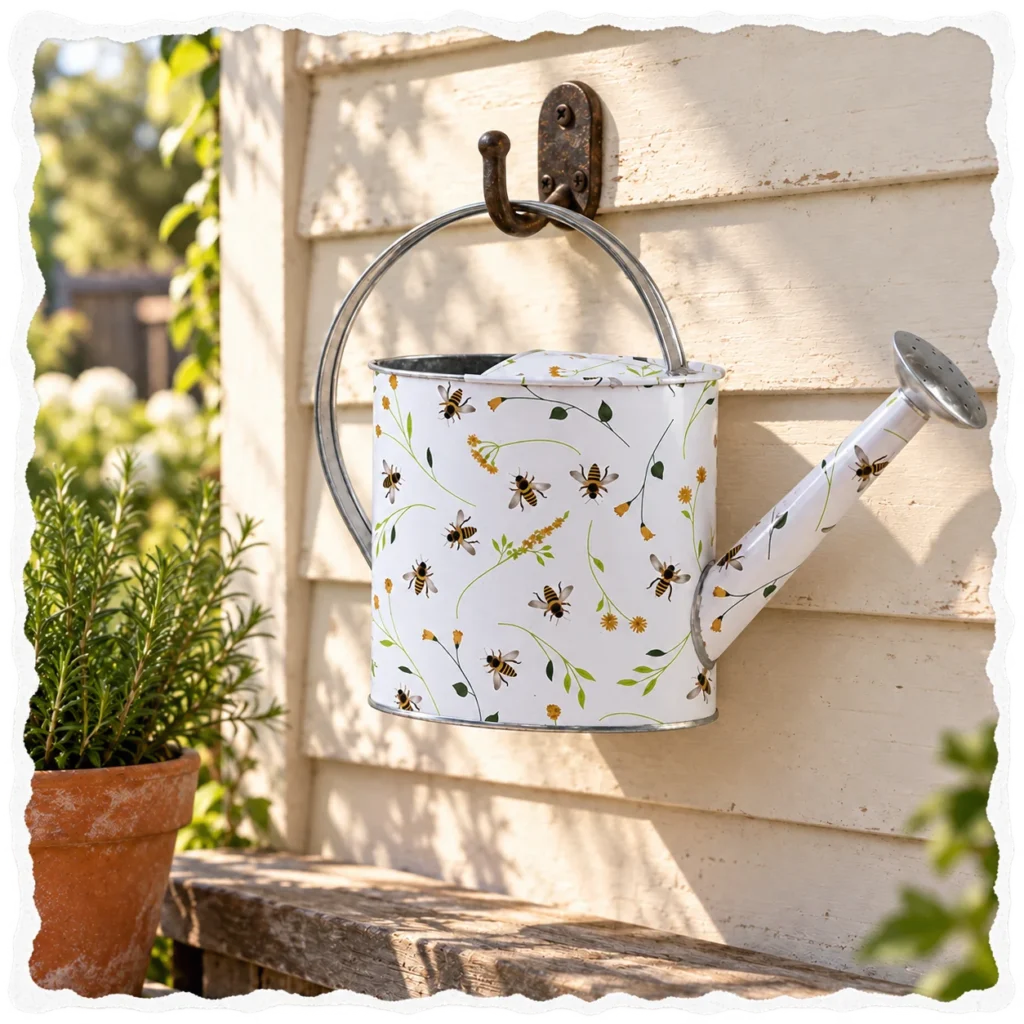 bee watering can torn paper